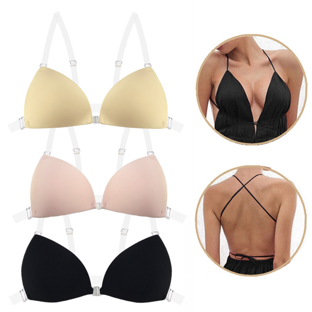 Plunge Bra Push Up - Kadınlar için yapışkan sutyen Backless düğün